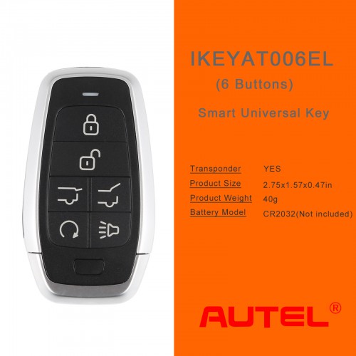 AUTEL IKEYAT006EL 6 Buttons Universal Smart Key Hatch / Hatch Glass / Remote Start 10pcs/set