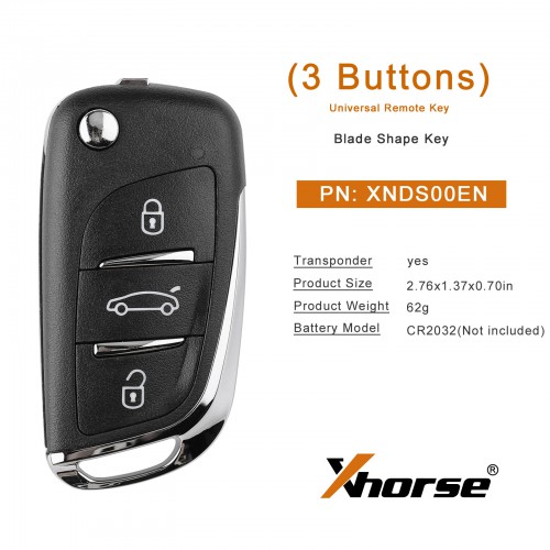 XHORSE XNDS00CH VVDI2 DS Type Wireless Universal Remote Key 3 Buttons