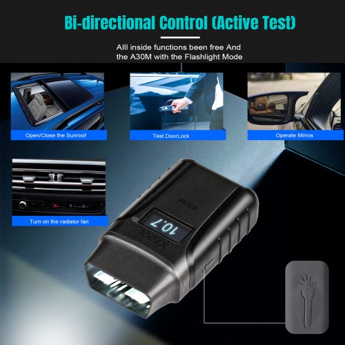 XTOOL Anyscan A30M Wireless BT OBD2 Scanner for Android & iOS Bi-Directional All Systems Diagnostics 21 Services, ABS Bleeding, Odometer Correction
