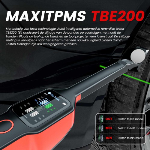 Autel MaxiTPMS TBE200 Tire Brake Examiner 2022 Newest Laser Tire Tread Depth Brake Disc Wear 2-in-1 Tester Used with ITS600