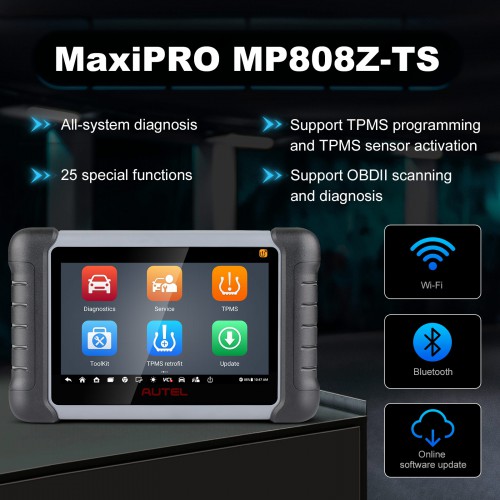 2023 Autel MaxiPRO MP808Z-TS Android 11 Bi-Directional Diagnostic Scanner with Full TPMS 36 Maintenance Functions ECU Coding