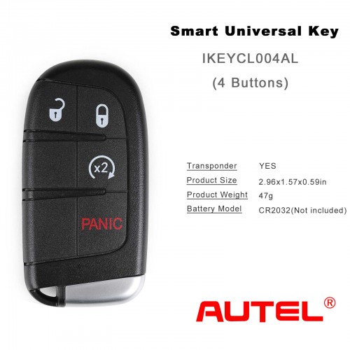 AUTEL IKEYCL004AL Chrysler 4 Buttons Universal Smart Key 10Pcs/lot