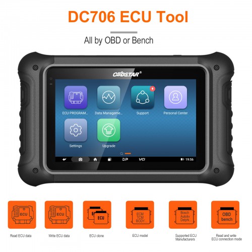 [Full Configuration] OBDSTAR DC706 Car and Motorcycle ECU TCM BCM Programmer Cloning Tool by OBD Bench Boot PK I/O Terminal