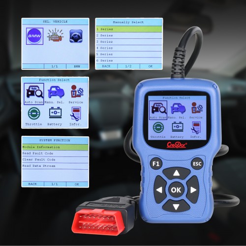 Creator C420 BMW OBDII Code Reader 4G Memory Support Multi-languages Supports BMW 2001-2021
