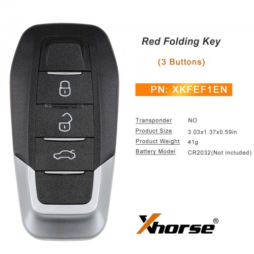XHORSE XKFEF1EN FA.LL Folding 3 Buttons Bright Red 5pcs/lot Free Shipping
