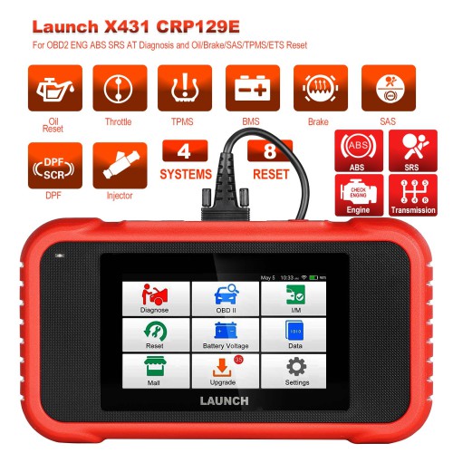 Launch X431 CRP129E OBD2 4 System Diagnostic Oil/Brake/SAS/TMPS/ETS Reset Creader 129E OBDII Code Reader Scanner