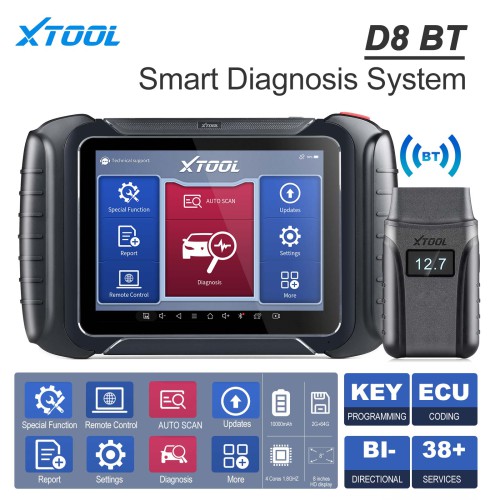 2023 XTOOL D8 BT D8BT Bluetooth Bi-Directional Diagnostic Scanner with ECU Coding 38+ Service Functions CAN-FD Protocol