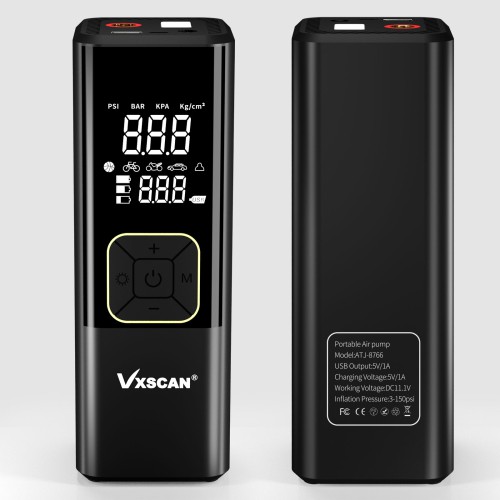 VXSCAN 150 PSI Tire Inflator Portable Air Compressor, 21 Cylinders, 6000mAh Battery Air Pump Suitable for Cars, Bikes, Balls