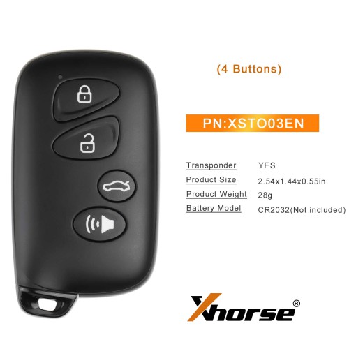 XHORSE XSTO03EN Toyota Style Universal XM38 Smart key 4-Button Free Shipping