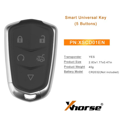 [5Pcs/Set] XHORSE XSCD01EN Cadillac Style Universal XM38 Smart Key 5-Button Free Shipping