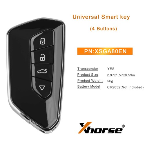 [5Pcs/Set] Xhorse XSGA80EN 4-Button Universal XM38 Smart Remote Key
