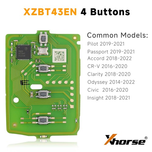 XHORSE XZBT43EN 4 Button Honda Special Remote PCBs for Pilot Accord Odyssey Insight CR-V Passport Civic Clarity 5Pcs/Lot