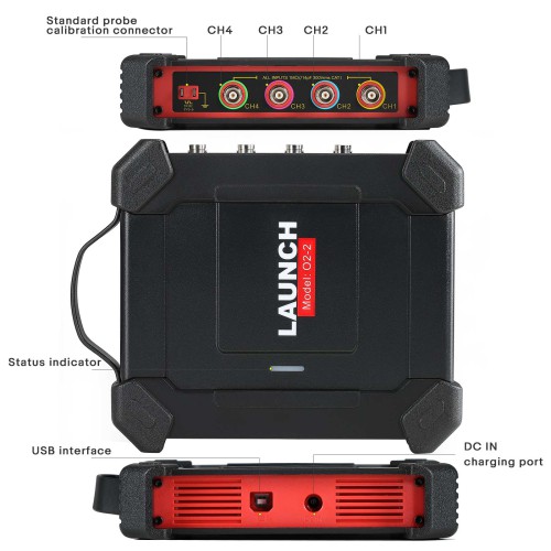 LAUNCH X431 O2-2 Scopebox Oscilloscope (4 Channels) Analizador Digital Scopebox Tester USB Port Works with X431 PAD VII, PAD V, PAD III, Pro3 APEX