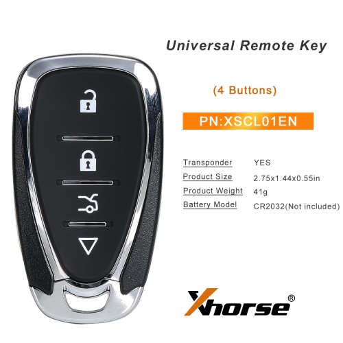 [5Pcs/Lot] Xhorse XSCL01EN  Universal Remote Key 4 Buttons Chevrolet Style