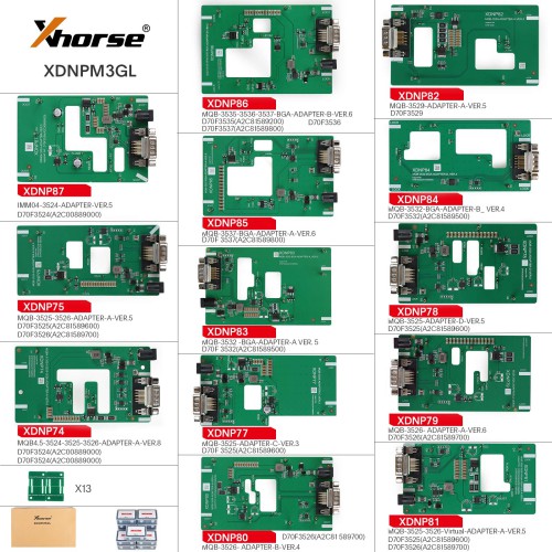 Xhorse VAG MQB48 NEC35XX License with MQB48 XDNPM3GL No Soldering 13 Full Set Adapters Supports  Key Adding All Keys Lost