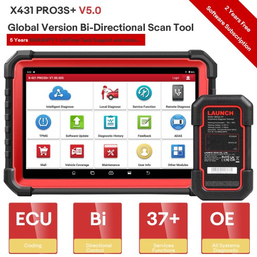 2024 LAUNCH X431 PRO3S+ V5.0 Bi-Directional Scan Tool Supports CAN FD DoIP Topology Mapping HDIII 37 Special Functions FCA AutoAuth