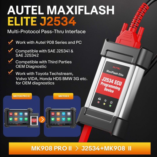 Autel MaxiSYS Pro MS908 PRO II MaxiCOM MK908P Vehicle Diagnostic System With J2534 MaxiFlash Elite Supports Key Coding