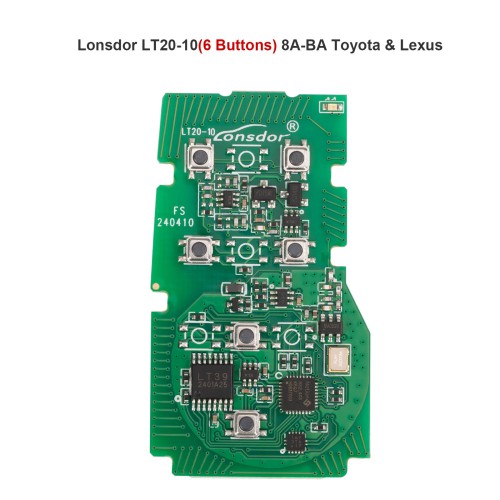 Lonsdor LT20-10 6-Button 8A-BA Smart Key PCB Board for 2023 Toyota Lexus Adjustable Frequency