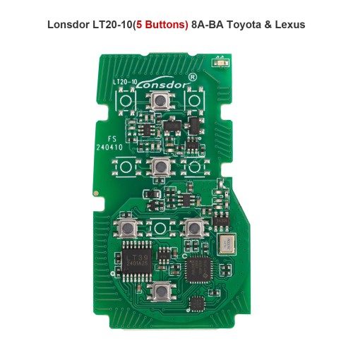 Lonsdor LT20-10 5 Buttons 8A-BA Smart Key PCB Board for 2023 Toyota Lexus – for K518 K518PRO KH100+ Adjustable Frequency
