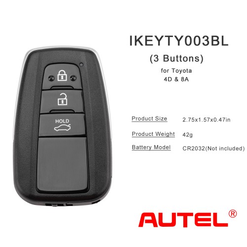 AUTEL IKEYTY003BL Toyota 8A and 4D Smart Key Replaced IKEYTY8A3BL