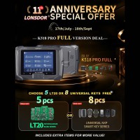 Lonsdor K518 Pro Full Key Programmer Built-in GM CAN FD and Toyota Emulator with Free ADP15,FP30, BCM40, JCD, FT08 and 4x LT20 Smart Keys