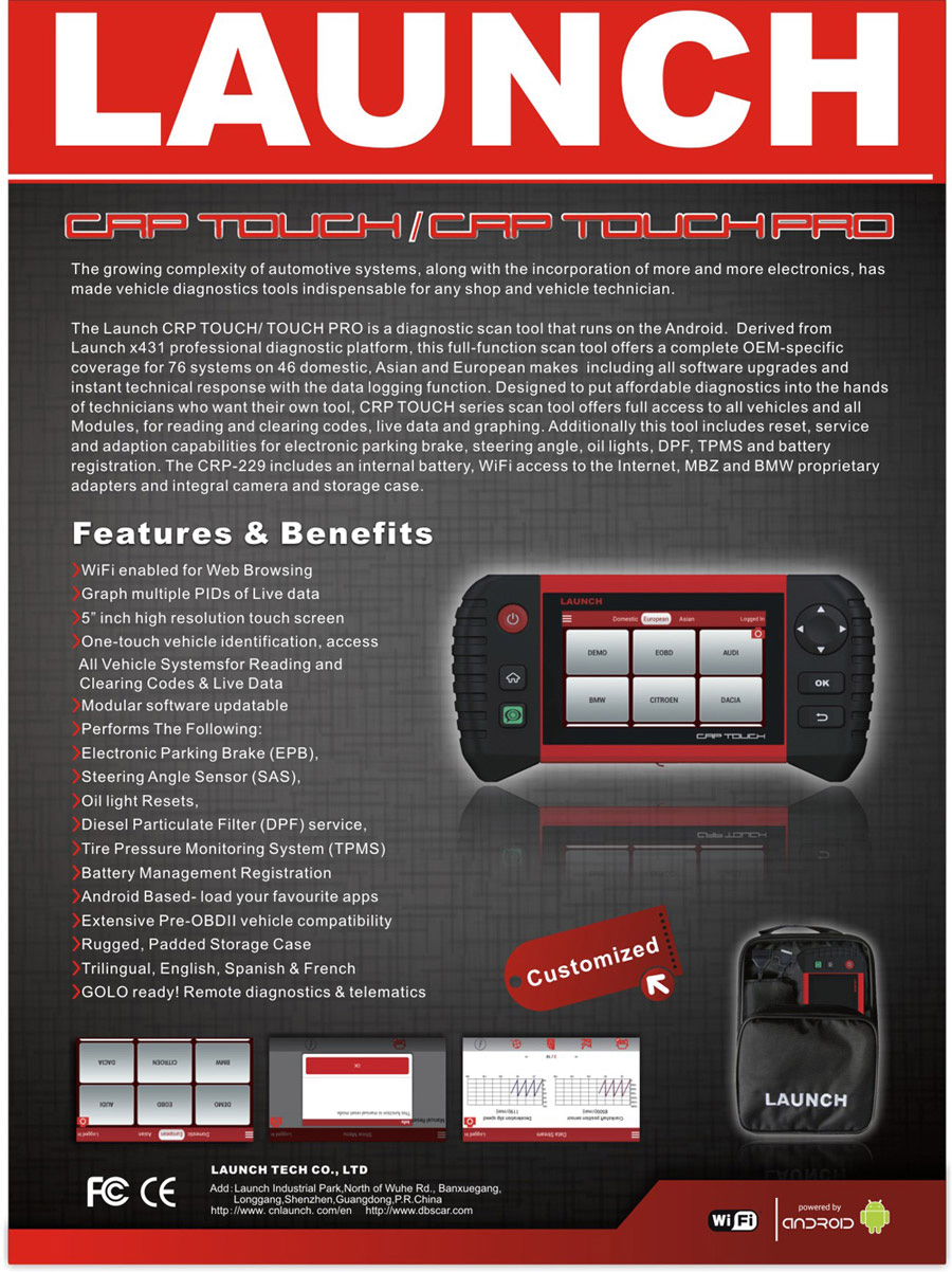 Launch CRP Touch Pro Features and benefits 