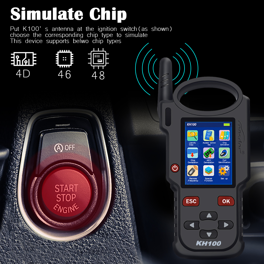DHL Lonsdor KH100 Hand-Held Remote/Smart K-ey Programmer Simulate/ Generate Chip