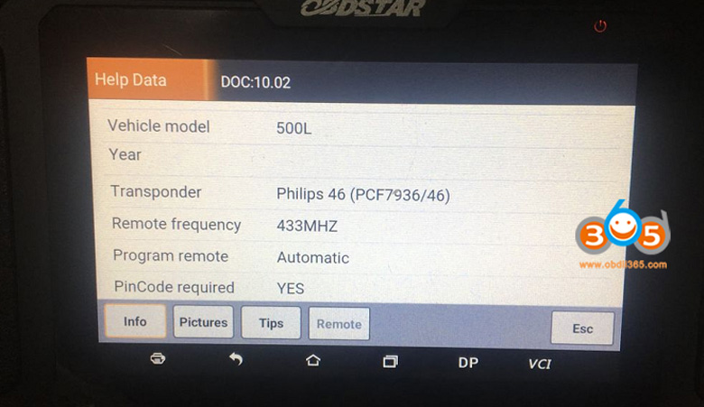 OBDSTAR X300 PRO4 device info