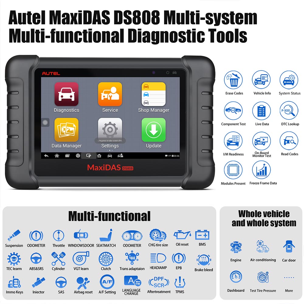 AUTEL MaxiDAS DS808 Full Kit Tablet Diagnostic Tool Replaced AUTEL MaxiDAS  DS708