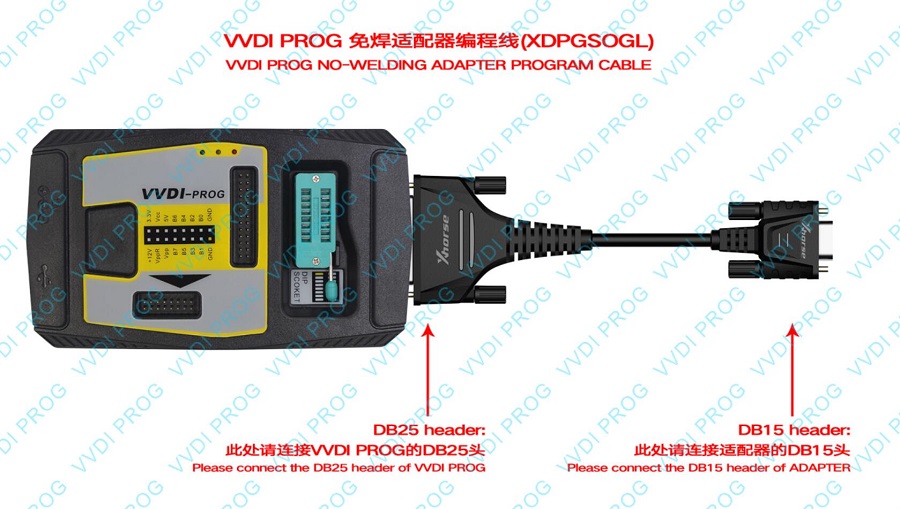 DB15-DB25 Cable + VVDI Prog+ CAS3 XDNP11 Connection Diagram