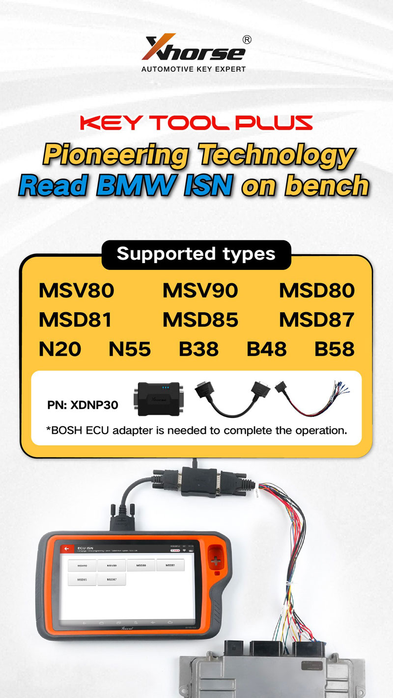 vvdi key tool plus read BMW ISN via bosh ecu adapter