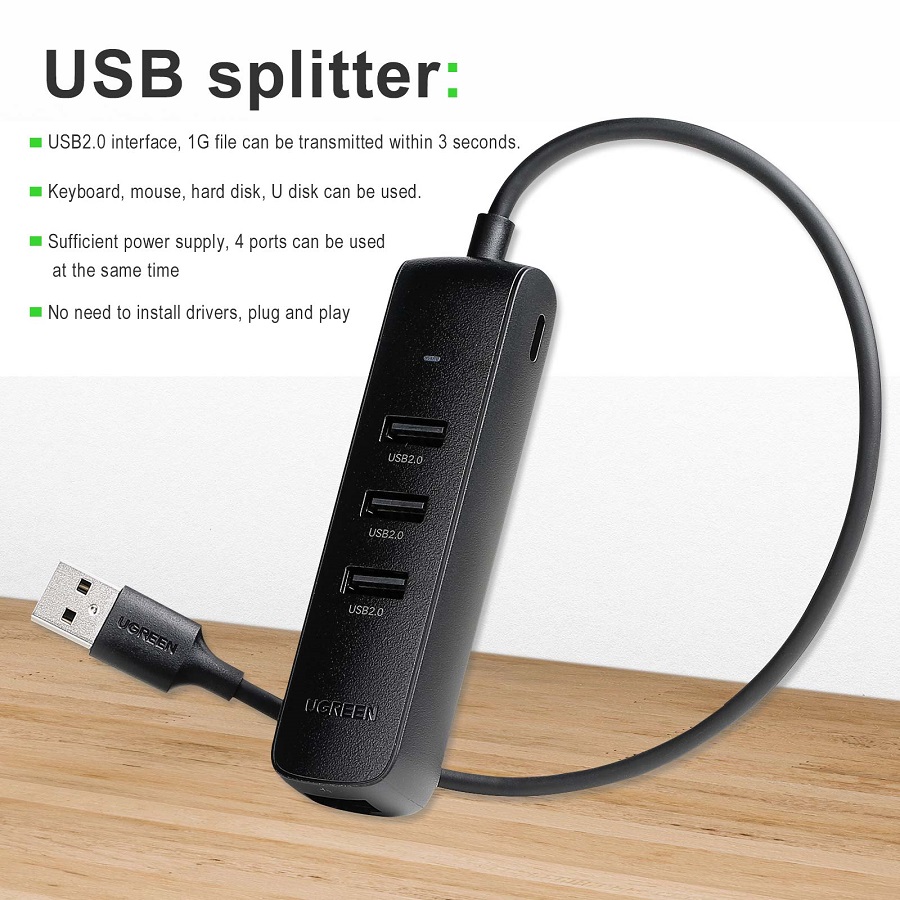 UGREEN USB 2.0 Hub Ethernet Adapter  1