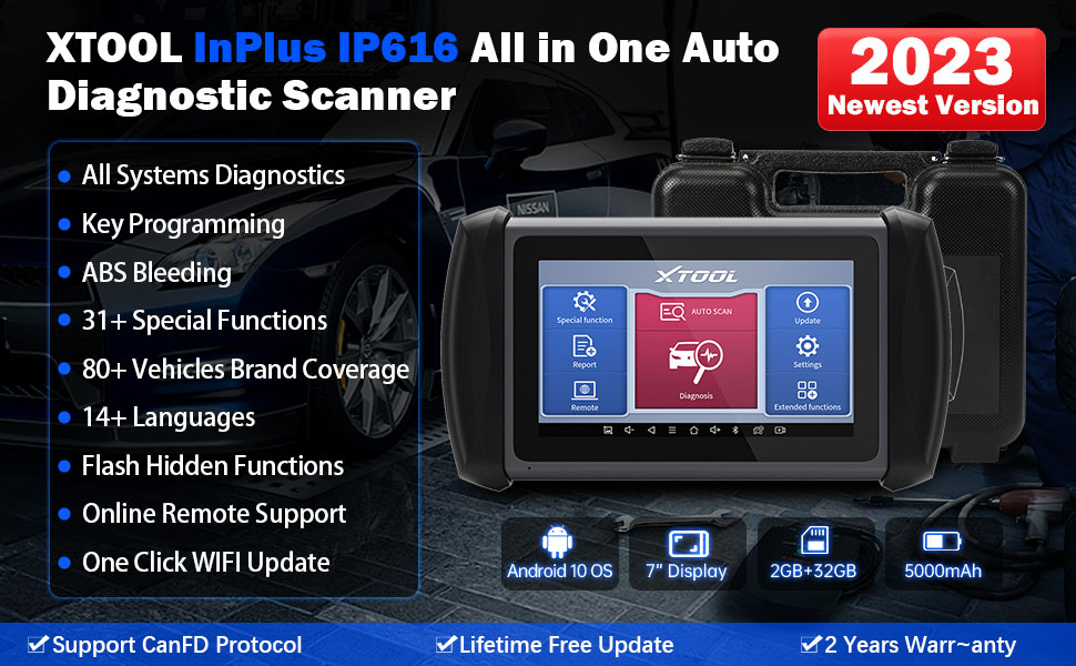 XTOOL InPlus IP616 Automotive Diagnostic Scan Tool with All Systems Diagnostics