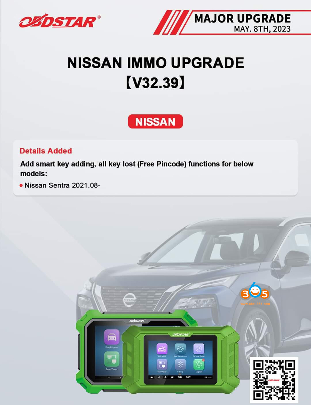 obdstar Adds Nissan Sentra 2021.08- smart key add key
