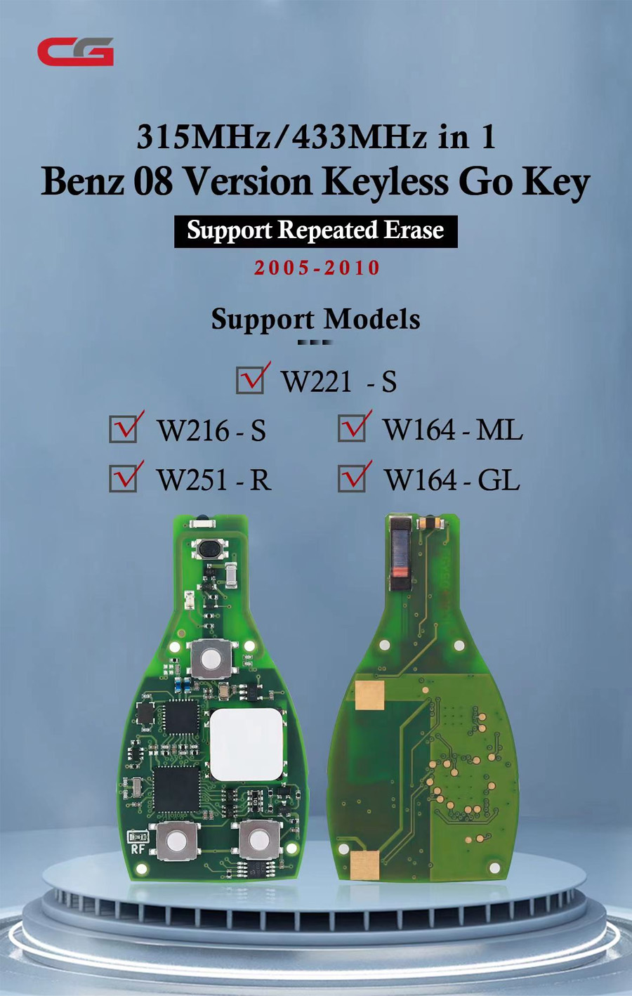 CG BENZ 08 Version Keyless Go Key 2-in-1 315MHz/433MHz 