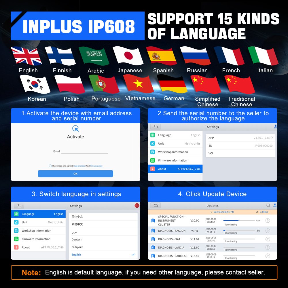 XTOOL InPlus IP608 multi-language