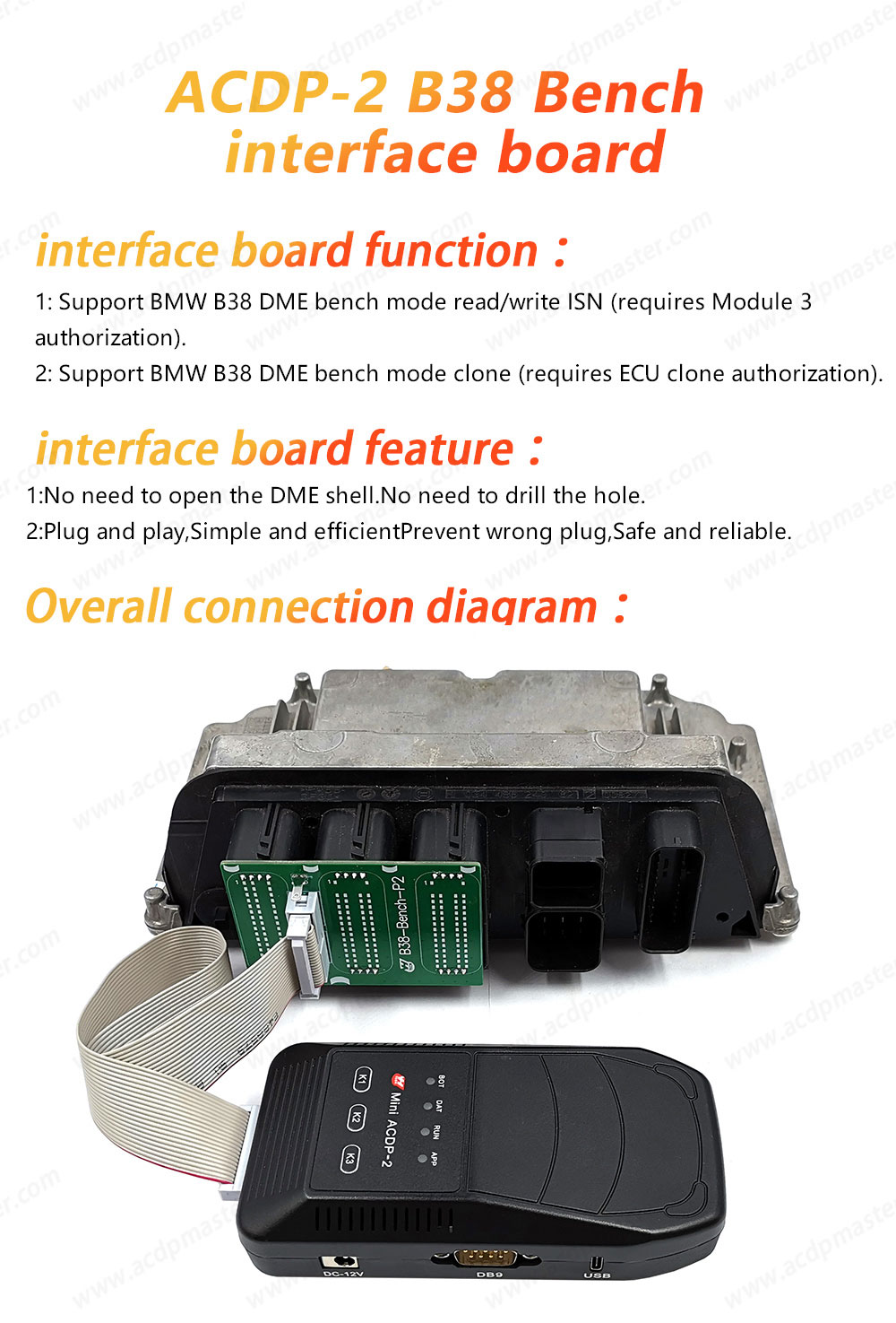 Connect B38 Interface Board with ACDP 2 1