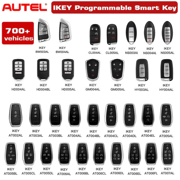 Autel IKEY Universal key model list