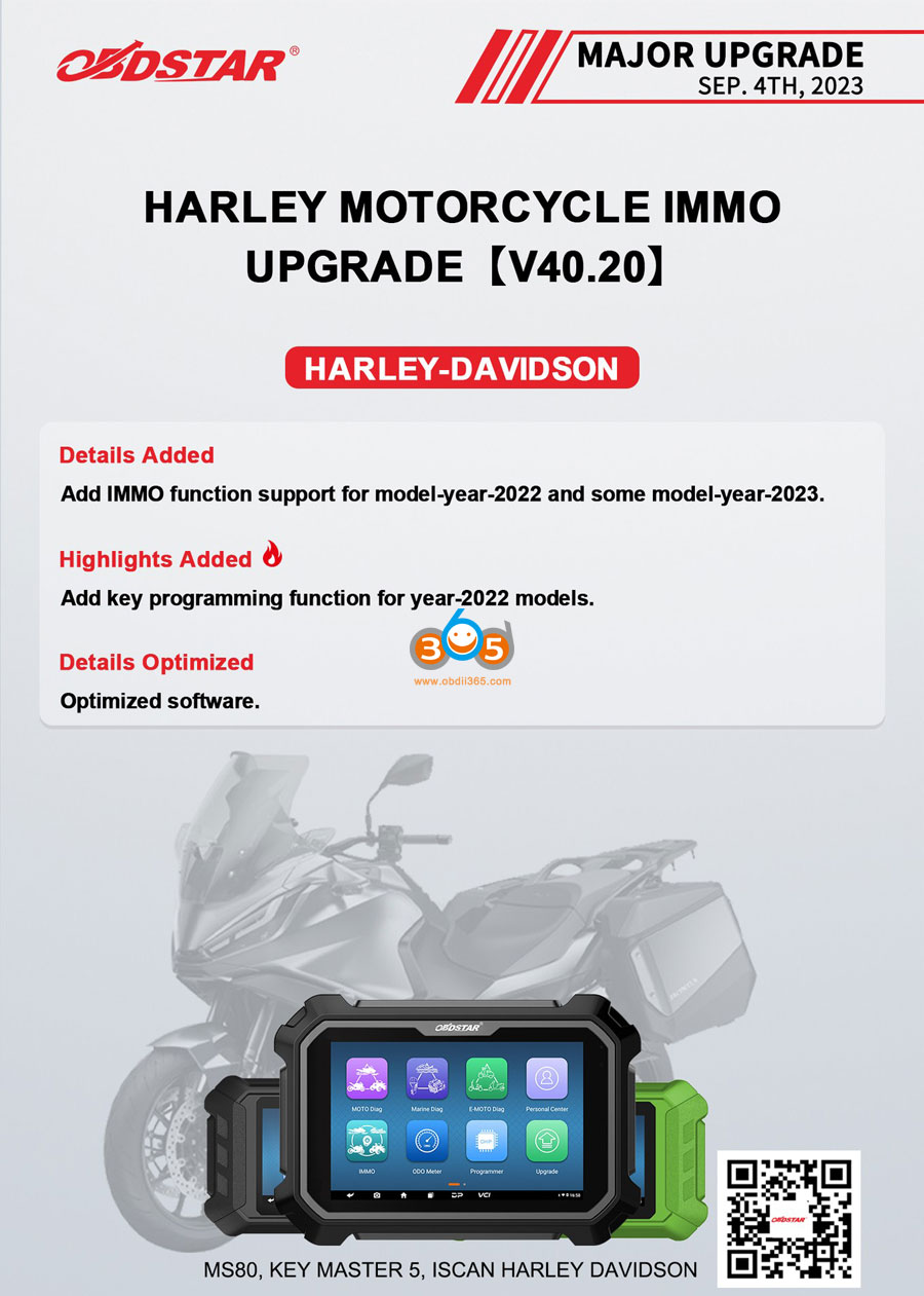 obdstar iscan harley Add immo function support for module year 2022 and some model year 2023