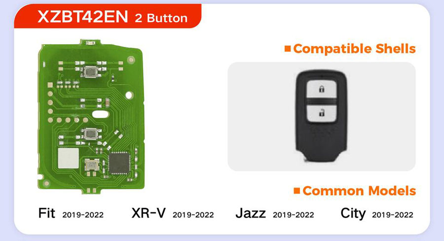 XHORSE XZBT42EN 2 Button 