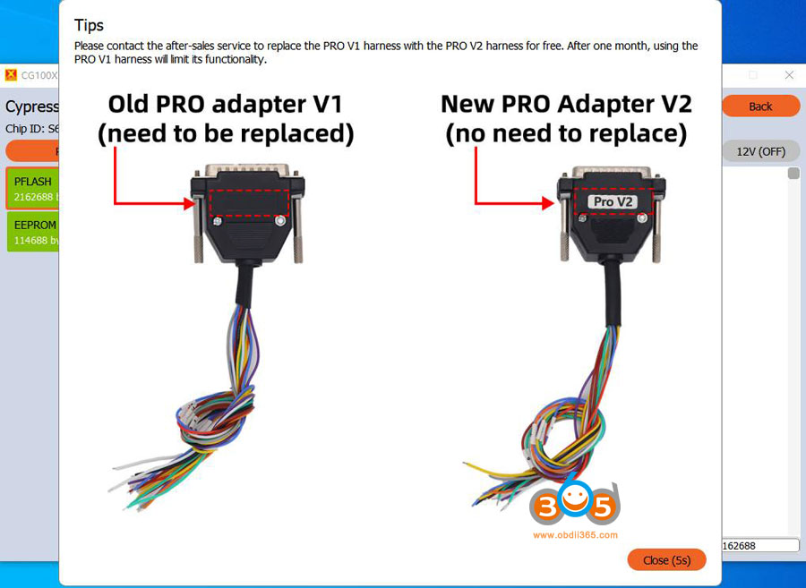 Old CG100X Pro vs Pro V2 Adapter
