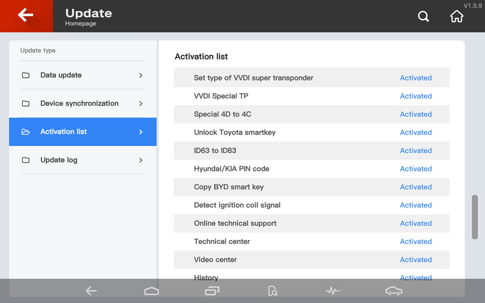 VVDI Key Tool Plus VAG Version License List 4