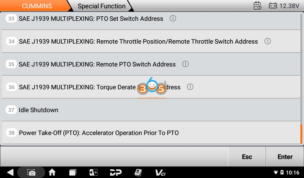 OBDSTAR ISCAN PRO CUMMINS marine device menu 7