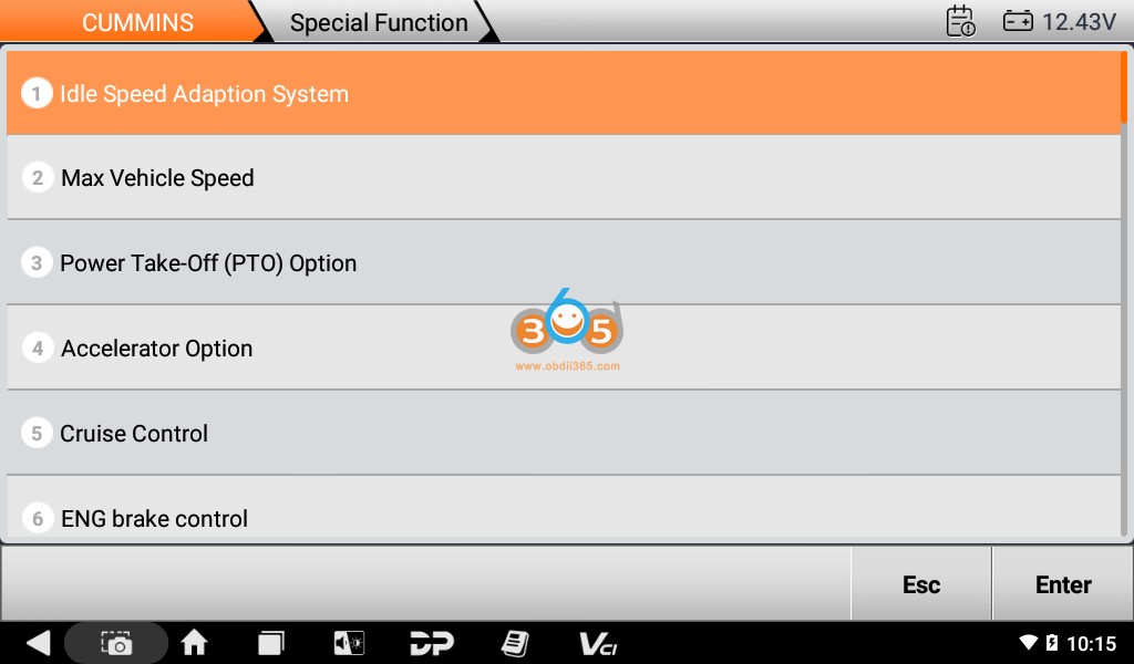 OBDSTAR ISCAN PRO CUMMINS marine device menu 8