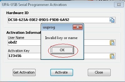 user name and activation key