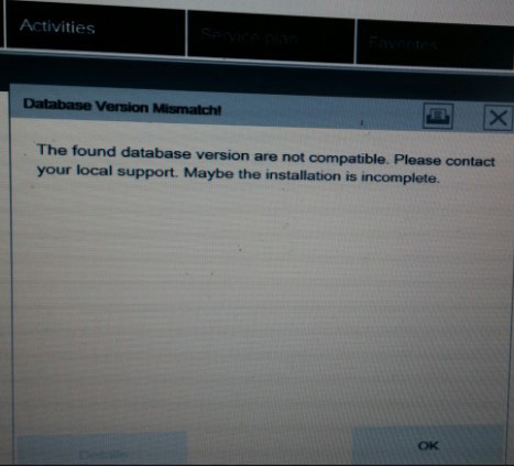 database version are not compatible