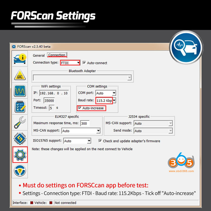 How to Configure ForScan for Vgate vLinker FS USB Interface?