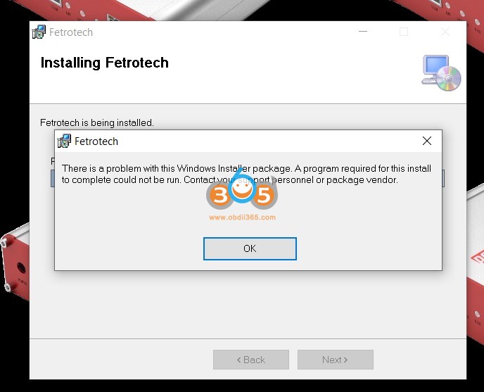 Fetrotech Tool Installation Package Problem