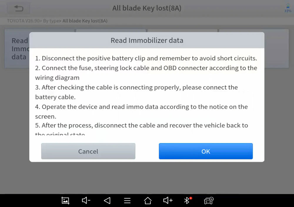 Program Toyota 8A Non-Smart Key All Keys Lost with Xtool M822 2