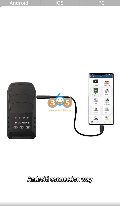 connect yanhua acdp2 with Android via USB 2
